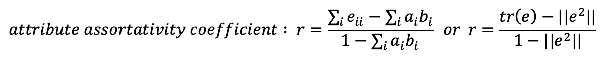 Attribute Assortativity Coefficient Formula